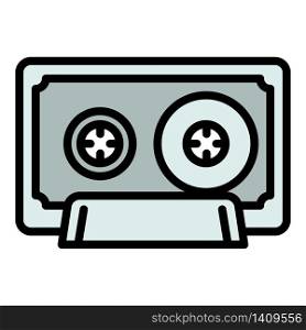 Music cassette icon. Outline music cassette vector icon for web design isolated on white background. Music cassette icon, outline style