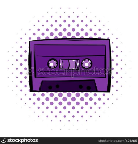 Music-cassette or tape comics icon on a white background. Music-cassette or tape comics icon
