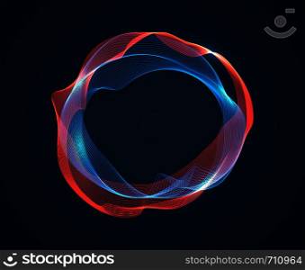 Music circle wave. Sound beat ripples emit waves flux. Music spectrum neon lines. Digital audio studio vector abstract background with round. Music circle wave. Sound beat ripples emit waves flux. Music spectrum neon lines. Digital audio studio vector abstract background