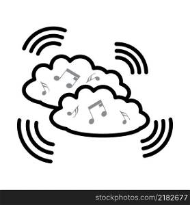 Music Cloud Icon. Editable Bold Outline With Color Fill Design. Vector Illustration.