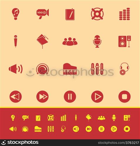 Music color icons on yellow background, stock vector