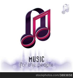 Music concept with musical note and headphones, sample text, creative background that reminds of sound waves.