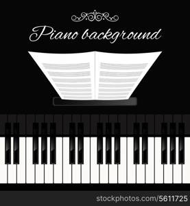 Music concert grand piano instrument keyboard background template vector illustration.