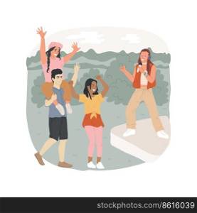 Music festival isolated cartoon vector illustration. Group of diverse friends hanging outdoor leisure time, teenager dancing, watching live performance, summer music festival vector cartoon.. Music festival isolated cartoon vector illustration.