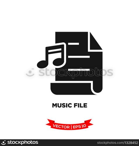 music file icon in trendy flat style, file icon, document icon, music note icon