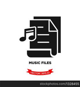 music file icon in trendy flat style, file icon, document icon, music note icon