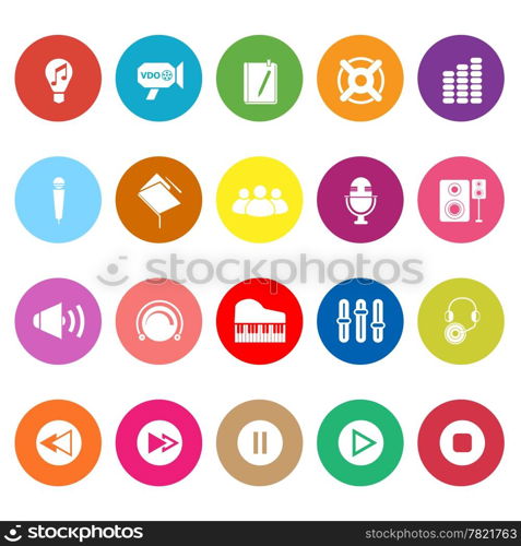 Music flat icons on white background, stock vector