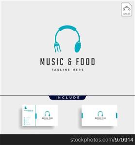 music food simple flat logo design vector illustration icon element, logo with business card. music food simple flat logo design vector illustration icon element