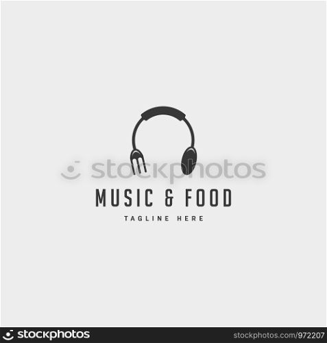 music food simple flat logo design vector illustration icon element - vector. music food simple flat logo design vector illustration icon element