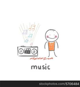 music. Fun cartoon style illustration. The situation of life.