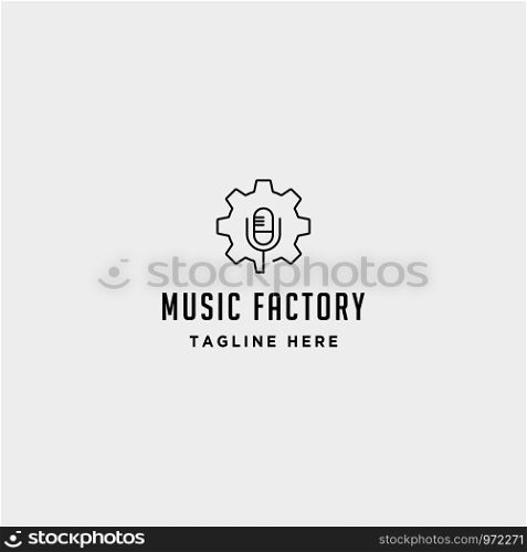 music gear logo design studio headphone microphone cassete vector monoline. music gear logo design studio headphone microphone cassete vector monoline icon