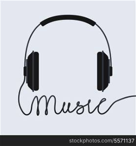 Music headphone icon or poster isolated vector illustration