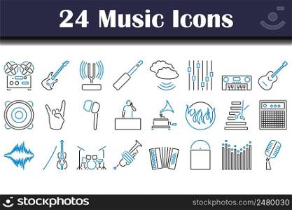 Music Icon Set. Editable Bold Outline With Color Fill Design. Vector Illustration.