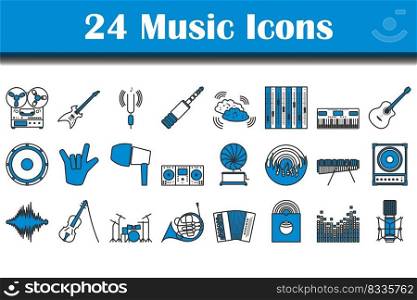 Music Icon Set. Editable Bold Outline With Color Fill Design. Vector Illustration.