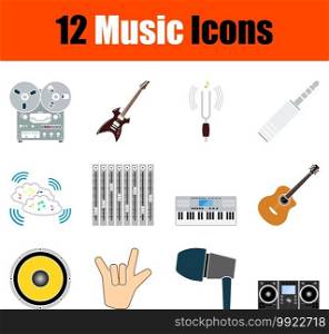 Music Icon Set. Flat Design. Fully editable vector illustration. Text expanded.