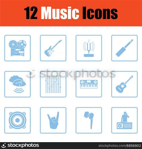 Music icon set. Music icon set. Blue frame design. Vector illustration.
