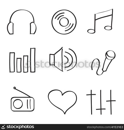 Music Icons on White Background