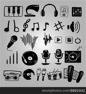 Music icons set illustration