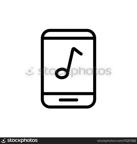 Music in the phone icon vector. A thin line sign. Isolated contour symbol illustration. Music in the phone icon vector. Isolated contour symbol illustration