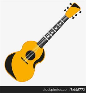 Music instrument guitar on white background is insulated. Music instrument guitar