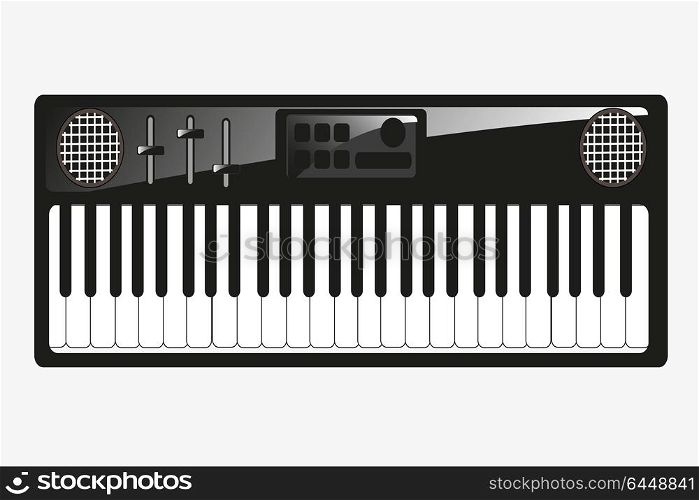 Music instrument synthesizer. Music instrument synthesizer on white background is insulated