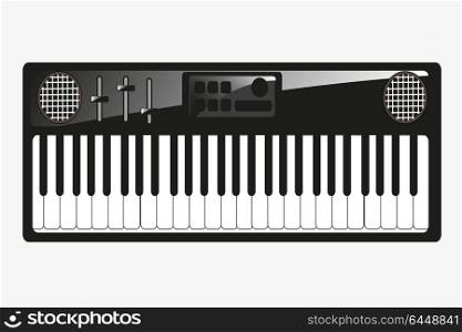 Music instrument synthesizer. Music instrument synthesizer on white background is insulated