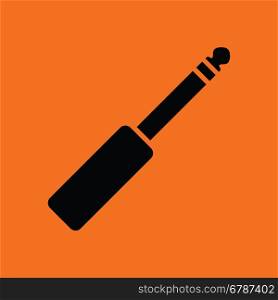 Music jack plug-in icon. Orange background with black. Vector illustration.