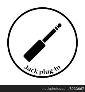 Music jack plug-in icon. Thin circle design. Vector illustration.