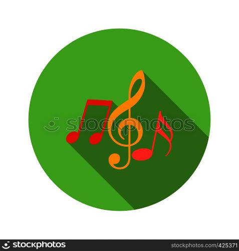 Music key and notes flat icon on a white background. Music key and notes flat icon