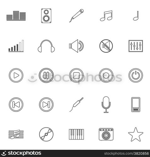 Music line icons on white background, stock vector