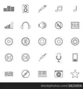 Music line icons on white background, stock vector