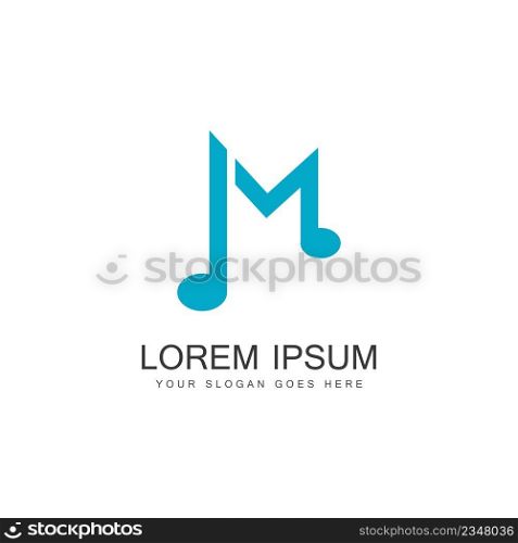 Music logo vector icon - Vector. Letter M Music Logo