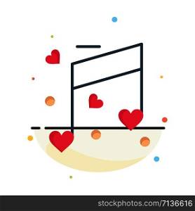 Music, Love, Heart, Wedding Abstract Flat Color Icon Template