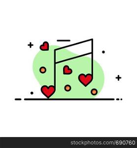 Music, Love, Heart, Wedding Business Logo Template. Flat Color
