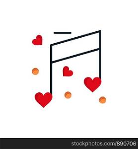 Music, Love, Heart, Wedding Flat Color Icon. Vector icon banner Template
