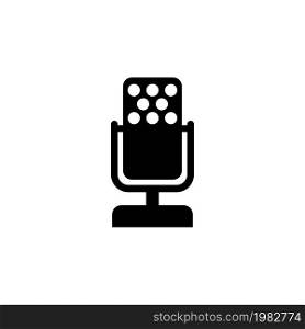 Music Microphone. Flat Vector Icon. Simple black symbol on white background. Music Microphone Flat Vector Icon