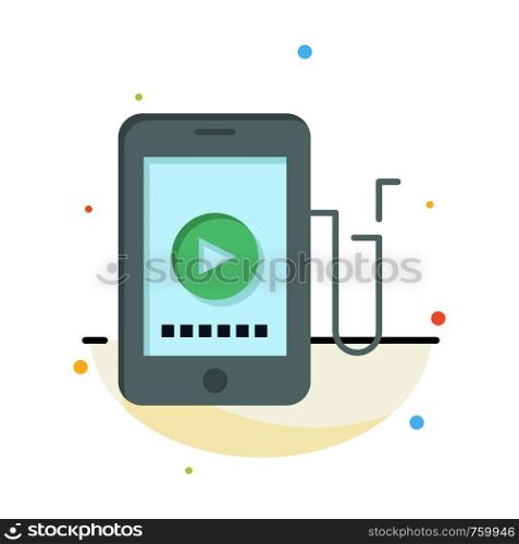 Music, Mobile, Cell, Education Abstract Flat Color Icon Template