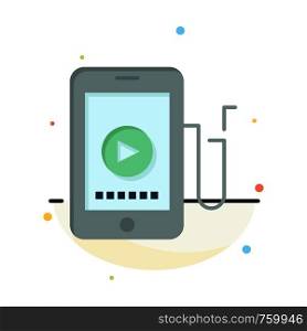 Music, Mobile, Cell, Education Abstract Flat Color Icon Template