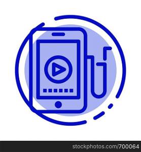 Music, Mobile, Cell, Education Blue Dotted Line Line Icon