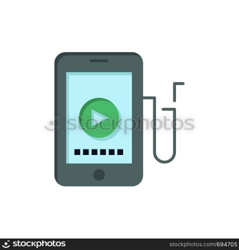 Music, Mobile, Cell, Education Flat Color Icon. Vector icon banner Template
