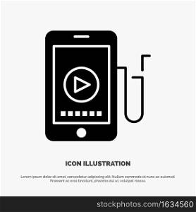Music, Mobile, Cell, Education Solid Black Glyph Icon