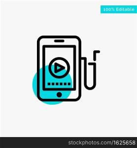 Music, Mobile, Cell, Education turquoise highlight circle point Vector icon