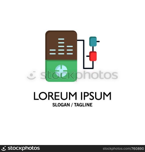 Music, Mp3, Play, Education Business Logo Template. Flat Color