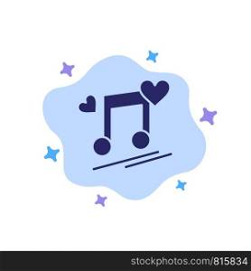Music Node, Node, Lyrics, Love, Song Blue Icon on Abstract Cloud Background