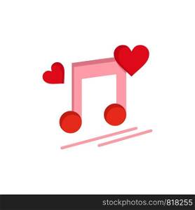 Music Node, Node, Lyrics, Love, Song Flat Color Icon. Vector icon banner Template