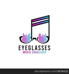 Music Note and Eyeglass Combination Logo Design.