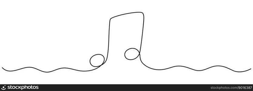 Music note continuous one line drawing. Vector isolated on white.. Music note continuous one line drawing.