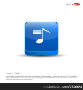 Music note icon - 3d Blue Button.