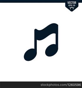 Music note icon collection in glyph style, solid color vector