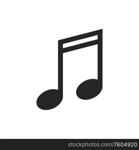 Music note isolated outline monochrome icon. Vector pitch and duration of sound sign,. Musical notation symbol isolated vector music note